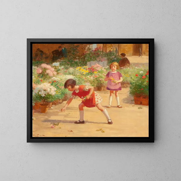 Rassemblement de fleurs - Victor Gabriel Gilbert — ingelijst kunstwerk aan de muur
