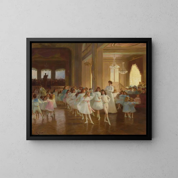 Het dansrecital van kinderen in het casino van Dieppe - Victor Gabriel Gilbert — ingelijst kunstwerk aan de muur