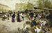 De lagere markt Parijs - Victor Gabriel Gilbert — weergave van het kunstwerk