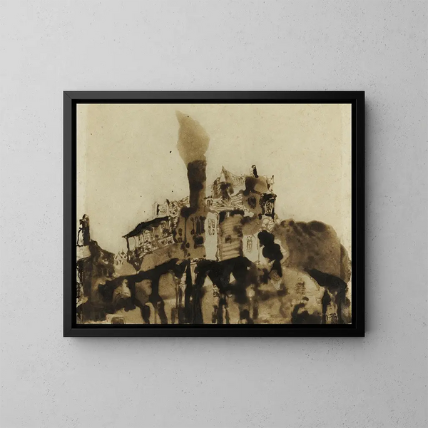 De stad met balkons - Victor Hugo — ingelijst kunstwerk aan de muur
