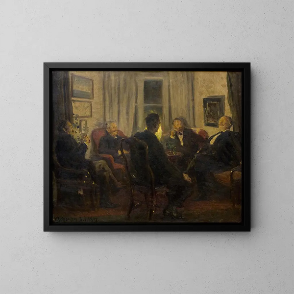 Onder de kunstenaars - Viggo Johansen — ingelijst kunstwerk aan de muur