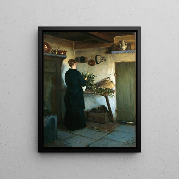 Viggo Johansen - Kitchen interior The artists wife arranging flowers.webp