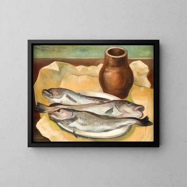 Natuurstudie met vis - Viktor Planckh — ingelijst kunstwerk aan de muur