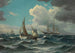 Vissersboot en stoomschip op een ruwe zee - Vilhelm Bille — weergave van het kunstwerk