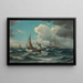 Vissersboot en stoomschip op een ruwe zee - Vilhelm Bille — ingelijst kunstwerk aan de muur