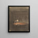 van een schilderij van een leesmoment aan een tafel in een interieur 's nachts - Vilhelm Hammershøi — ingelijst kunstwerk aan de muur