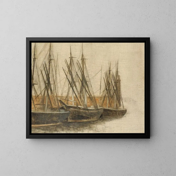 van het Christianshavn kanaal in Kopenhagen - Vilhelm Hammershøi — ingelijst kunstwerk aan de muur