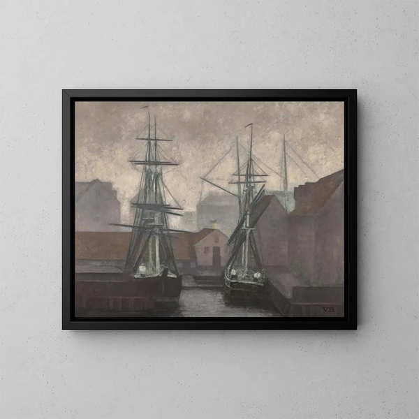 Quai de commerce du Groenland, Christianshavn, Kopenhagen - Vilhelm Hammershøi — ingelijst kunstwerk aan de muur