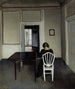 binnenkant met Ida op een witte stoel - Vilhelm Hammershøi — weergave van het kunstwerk