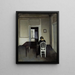 binnenkant met Ida op een witte stoel - Vilhelm Hammershøi — ingelijst kunstwerk aan de muur