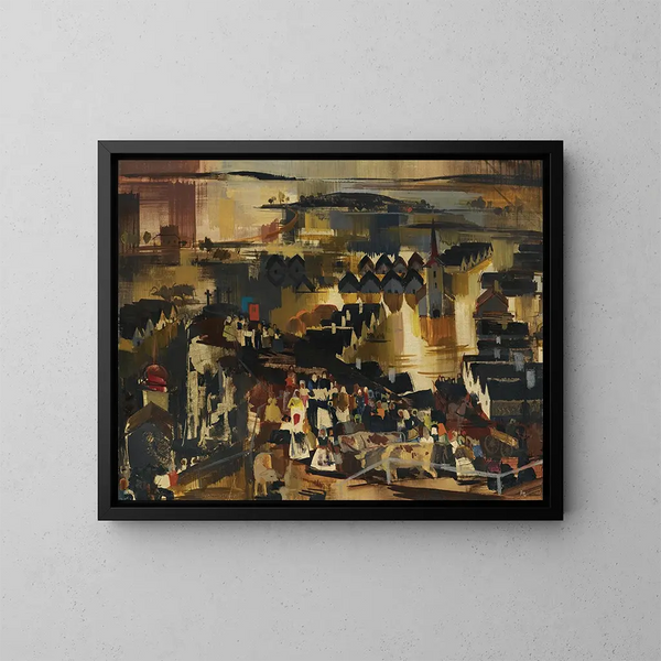 Overstroming - Vilmos Aba-Novák — ingelijst kunstwerk aan de muur