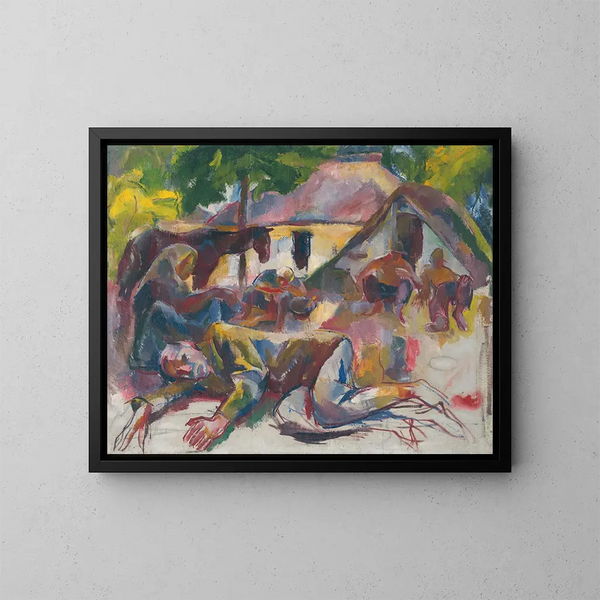 Gitanes au repos - Vilmos Aba-Novák — ingelijst kunstwerk aan de muur