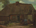 Cottage met boerendochter die aan het graven is - Vincent van Gogh — weergave van het kunstwerk