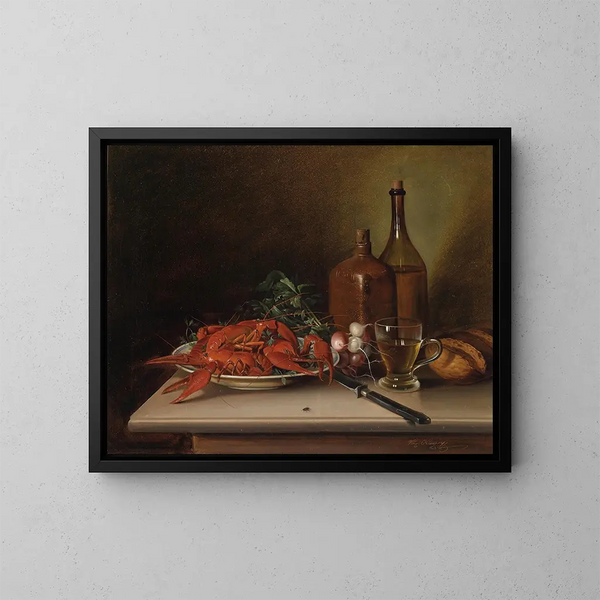 Natuurstudie met kreeften - Vinzenz Kreuzer — ingelijst kunstwerk aan de muur