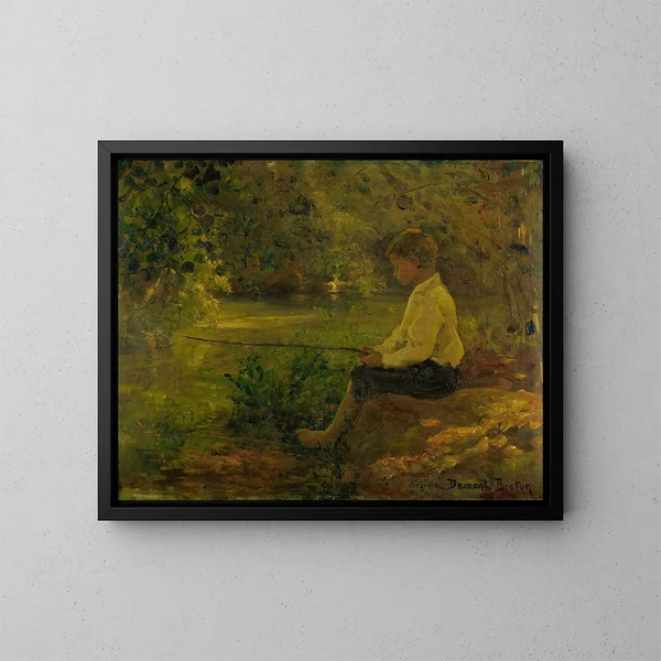 L'enfant à la pêche - Virginie Demont-Breton — ingelijst kunstwerk aan de muur