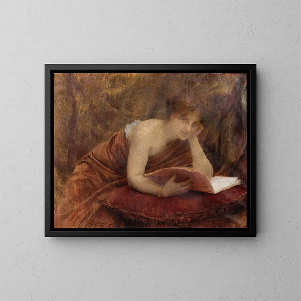 Een tijdelijke afleiding - Vlaho Bukovac — ingelijst kunstwerk aan de muur