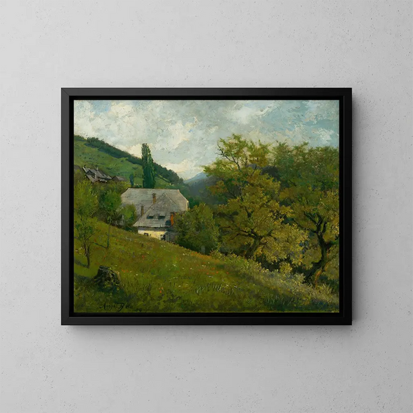 Landschap bij Kremnica - Vojtech Angyal — ingelijst kunstwerk aan de muur