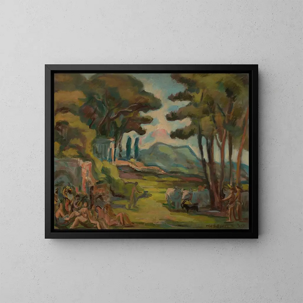 compositie in was - Wacław Wśowicz — ingelijst kunstwerk aan de muur