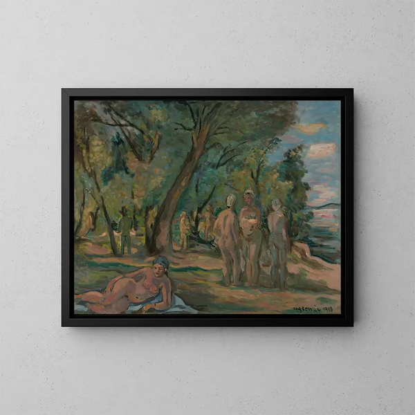van de schilder en modellen - Wacław Wśowicz — ingelijst kunstwerk aan de muur