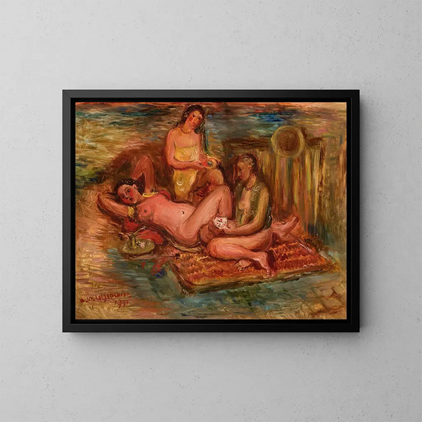Drie vrouwen - Wacław Wśowicz — ingelijst kunstwerk aan de muur