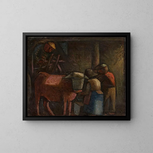 in de schuur - Wacław Wśowicz — ingelijst kunstwerk aan de muur