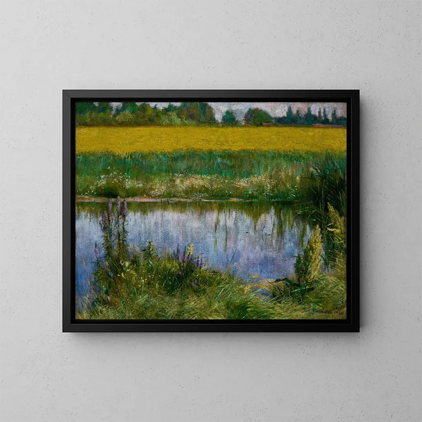 van het veld met lupines - Władysław Podkowiński — ingelijst kunstwerk aan de muur