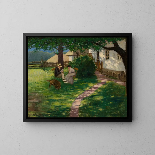 In de tuin - Władysław Podkowiński — ingelijst kunstwerk aan de muur