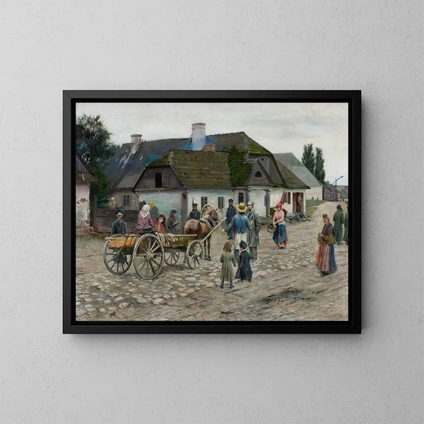Straat in Siennica - Władysław Podkowiński — ingelijst kunstwerk aan de muur