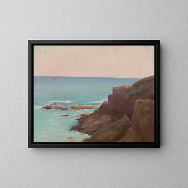 Maritiem landschap met drie kleine boten - Władysław Ślewiński — ingelijst kunstwerk aan de muur