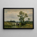 Koeien die de rivier oversteken - Walery Brochocki — ingelijst kunstwerk aan de muur