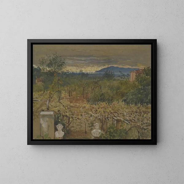 Tuin met ruïnes - Walter Crane — ingelijst kunstwerk aan de muur