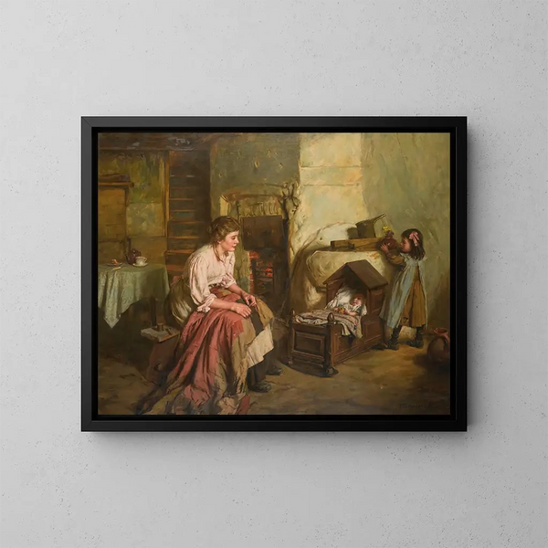 Moederschap - Walter Langley — ingelijst kunstwerk aan de muur