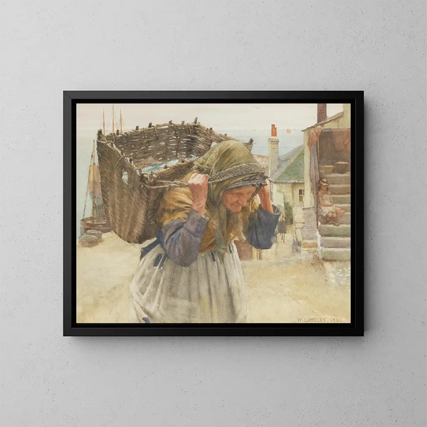 De vrouw van de visser - Walter Langley — ingelijst kunstwerk aan de muur