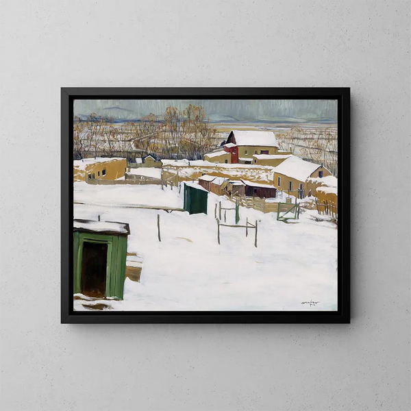 Taos onder de sneeuw - Walter Ufer — ingelijst kunstwerk aan de muur