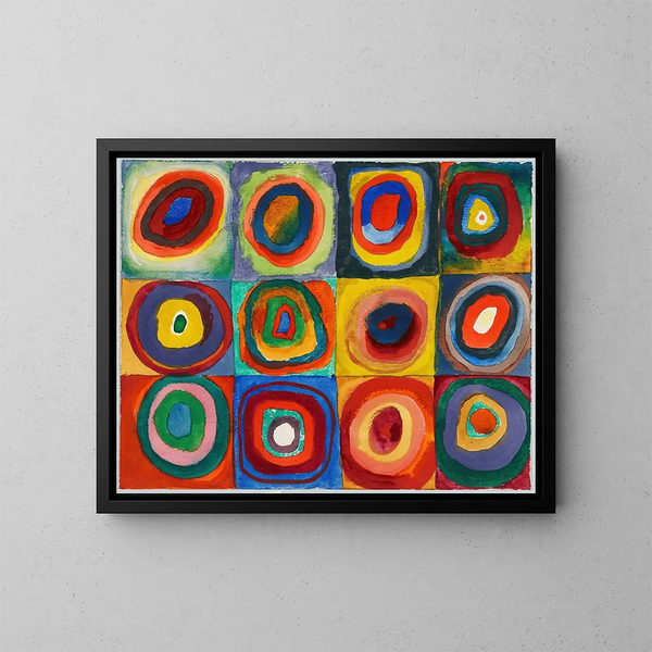 vierkante schilderijen met concentrische cirkels - Wassily Kandinsky — ingelijst kunstwerk aan de muur