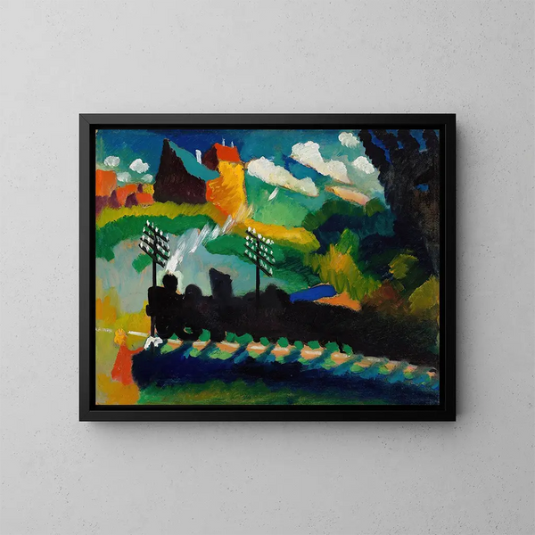 van het spoorwegstation bij Murnau - Wassily Kandinsky — ingelijst kunstwerk aan de muur