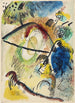 Aquarel Schilderij IX met zwarte lijnen - Wassily Kandinsky — weergave van het kunstwerk