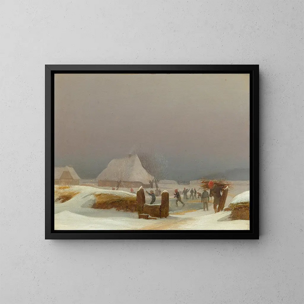 Winterlandschap van Funen - Wilhelm Bendz — ingelijst kunstwerk aan de muur
