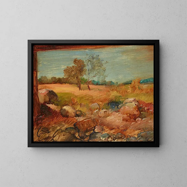 Uitzicht vanaf een schuur - Wilhelm Busch — ingelijst kunstwerk aan de muur