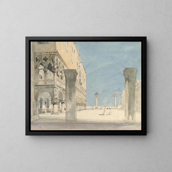 van het uitzicht op de Piazzetta van San Marco in Venetië - Wilhelm Gail — ingelijst kunstwerk aan de muur