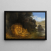van Twee leeuwen in een grot - Wilhelm Kuhnert — ingelijst kunstwerk aan de muur