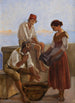 Een jong meisje en twee vissers - Wilhelm Marstrand — weergave van het kunstwerk
