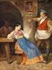Krofatter serveert rode wijn aan een jonge Italiaanse vrouw - Wilhelm Marstrand — weergave van het kunstwerk