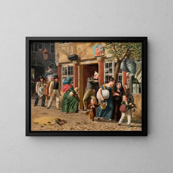 verhuis scène - Wilhelm Marstrand — ingelijst kunstwerk aan de muur