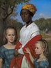 Portret van de twee meisjes van Otto Marstrand en hun Antilliaanse oppas Justina Antoine in de tuinen van Frederiksberg nabij Kopenhagen - Wilhelm Marstrand — weergave van het kunstwerk