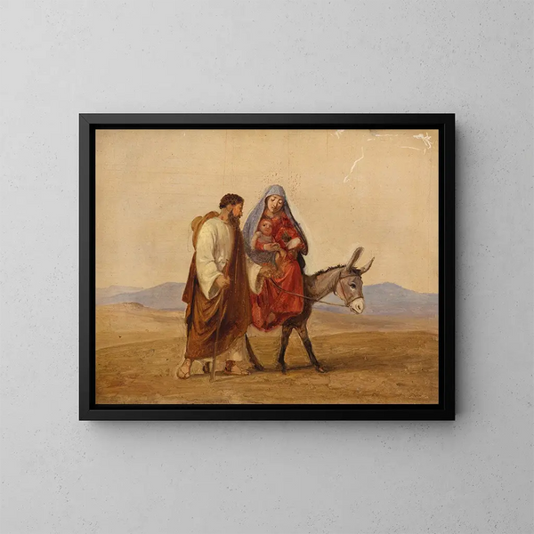 De Heilige Familie op de vlucht, schets - Wilhelm Marstrand — ingelijst kunstwerk aan de muur