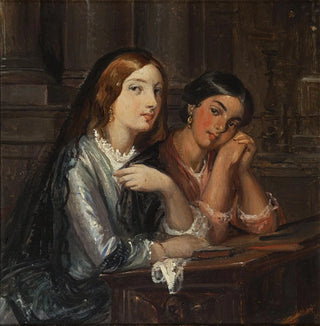 Wilhelm Marstrand - Venetian women in a church outline for a painting with the same title 1854.webp
