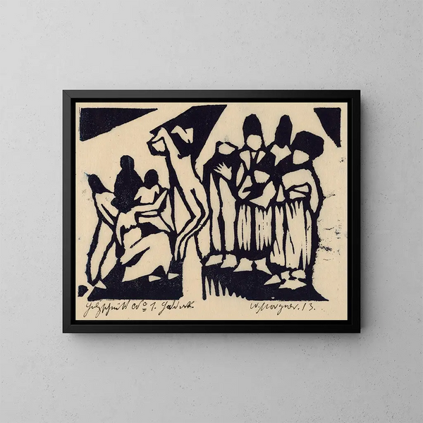 Kruisiging I - Wilhelm Morgner — ingelijst kunstwerk aan de muur