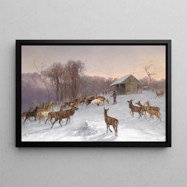 Wilhelm Richter - Ftterung von Dam und Rotwild im Winter.webp