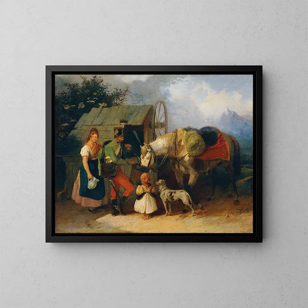 Hussard au puits - Wilhelm Richter — ingelijst kunstwerk aan de muur